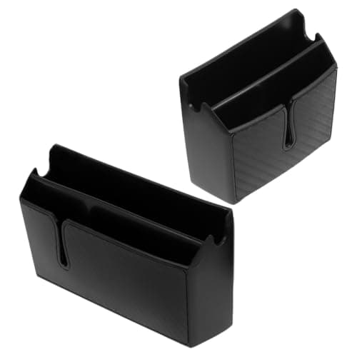 POPETPOP 2 Pcs Car Storage Organizer Box with Carbon Fiber Pvc Material Large Capacity Car Phone Holder and Receipt Holder Space-saving Installation Travel Use