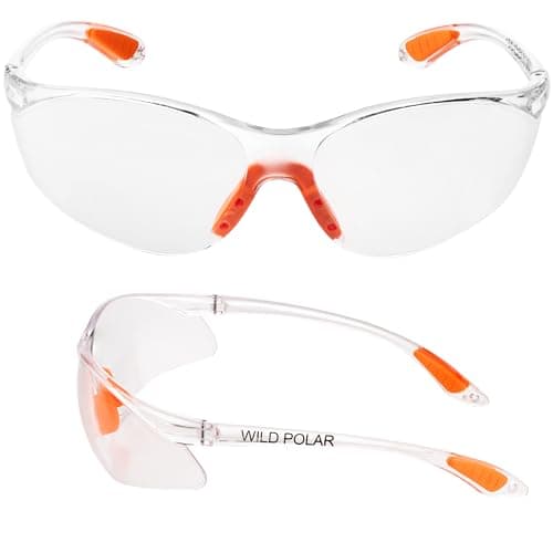 Wild Polar Safety Glasses - Clear Lenses, Anti-Fog Eye Protection Goggles with Orange Nose and Ear Grips - 12, 24 & 48 packs - Lightweight & Durable, Comfortable Fit for Work, Lab, DIY & Outdoor Use — view 3