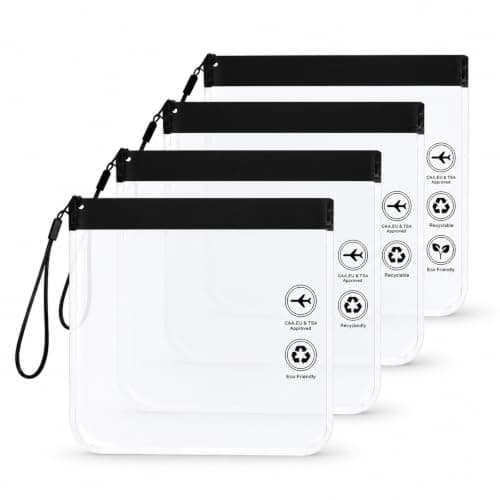 4Pcs TSA Approved Clear Toiletry Bag, 20x20cm Waterproof Travel Bag