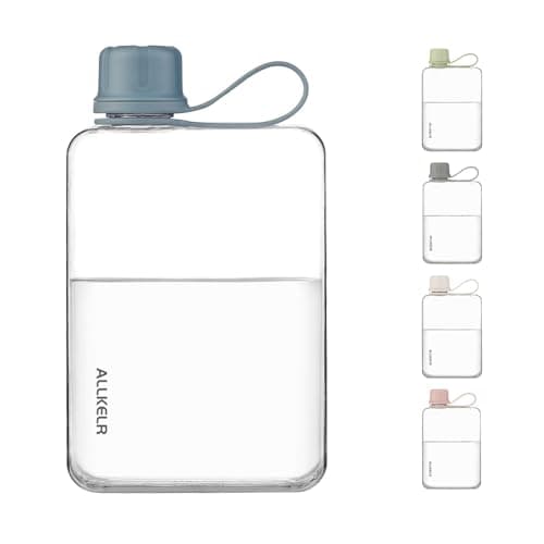 ALLKELR Portable Flat Water Bottle Flask,BPA Free Reusable Tritan Plastic Travel Water Bottle Cup,Lightweight Leakproof Slim Water Bottle Fits Purse,Backpacking, Hiking (Blue, 17 oz) — view 3
