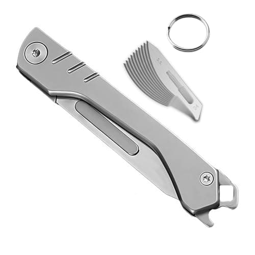 Multi Folding Pocket Box Opener Craft Tool, Multitool EDC Pocket Tool with 10 Replaceable, EDC Gadgets for Craft DIY Outdoor Camping Hiking Unpacking, Lightweight Portable Daily Use and Gift, Silver