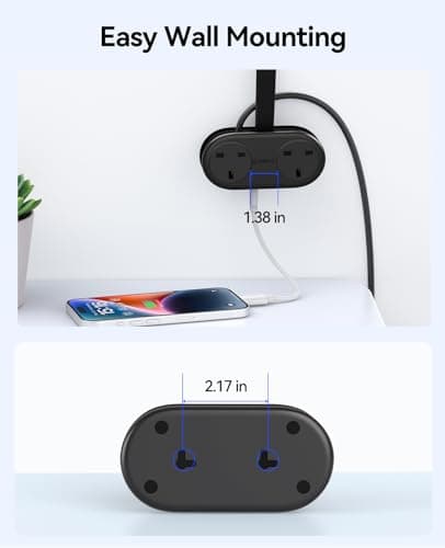 ORICO Travel Extension Lead with USB Slots, 2 Outlets 3 USB Ports (1 USB C), 3250W 13A Socket Extensions, Rollable Extension Cord for Travel/Home/Office, Essentials Cruise Approved Power Strip-Black — view 5