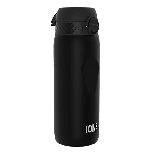 ION8 Sports Water Bottle, 750 ml/24 oz, Leak Proof, Easy to Open, Secure Lock, Dishwasher Safe, BPA Free, Flip Cover, Carry Handle, Soft Touch Contoured Grip, Easy Clean, Odour Free, Black