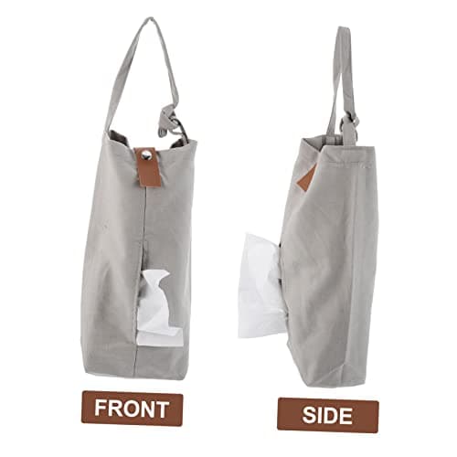 Cabilock Car Tissue Bag Wall Hanging Tissue Holder Gray Canvas Backseat Organizer for Cars and Travel — view 4
