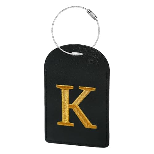 Gloppie Personalized Initial Luggage Tags for Suitcases,TSA Approved Letter Luggage Tag with Privacy Cover,Embroidered Monogrammed Travel Bag Tags Black K