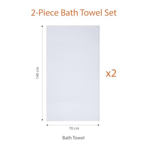 Amazon Basics Bath Towels, 100% Cotton Quick Dry Towel Set, Soft and Absorbent, 70 x 140 cm, White, 2-Pack — view 4