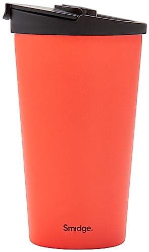 Smidge Travel Cup - 355ml, Coral, Stainless Steel, Leakproof, Insulated, Hot & Cold Drinks, BPA Free