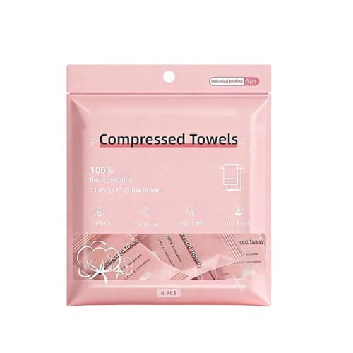 Compressed Towels Set, With 6 Pieces Ultra Absorbent Expandable Design, 30x60cm, Portable Travel Washcloth Tablets, Soft Quick Dry Bath Towels, For Camping Gym Hiking Hotel Beach Travel Use