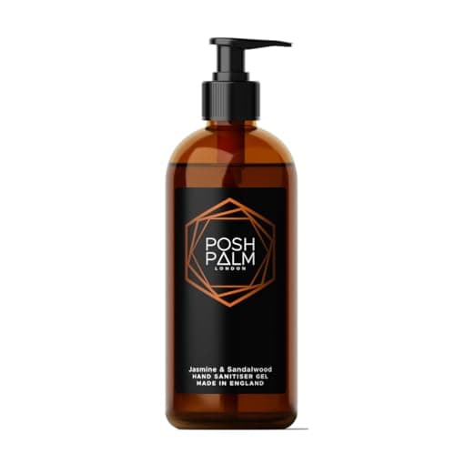 Posh Palm Sandalwood & Jasmine Hand Sanitiser Gel 500ml - Luxury Hand Sanitiser Made in UK, Moisturising Formula for Soft Skin, Premium Scented for Elegant Protection