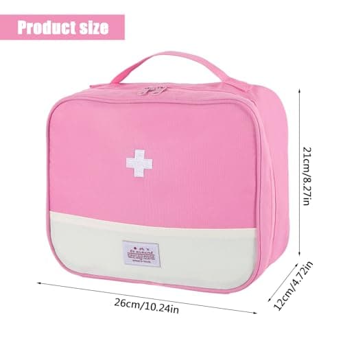 Fadcaer First Aid Kits,Portable Red Bag Emergency Kit,Large Emergency Medical Kit,Empty Medicine Bags,Medicine Storage Bag,Travel Empty Medical Medicine Bags for Camping and Home,Car (Pink) — view 2