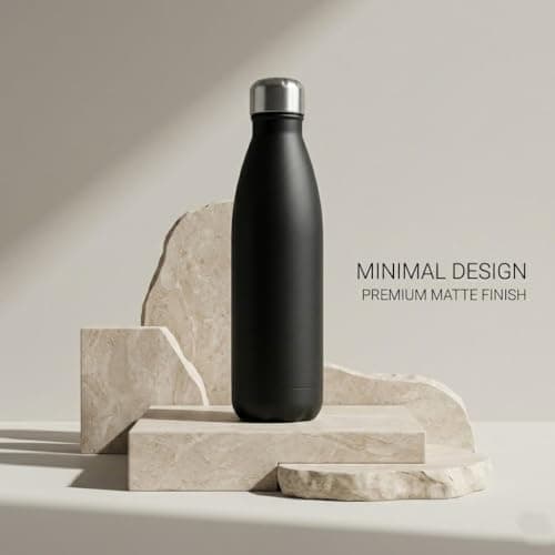 A2Z Stainless Steel Water Bottle 500ml Vacuum Insulated Flask Double Wall Leakproof Reusable Drinks Bottle for Hot & Cold Drinks Gym Travel 27x7cm 0.36kg Black Navy Pink Beige — view 4