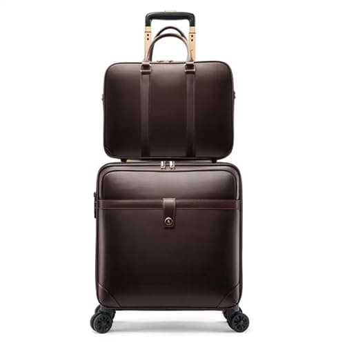 Travel Suitcase Set,Luggage Case Suitcase Professional Travel Trolley Case Set Boarding Box,with Mobile Caster,for Business Men (Brown 18in)