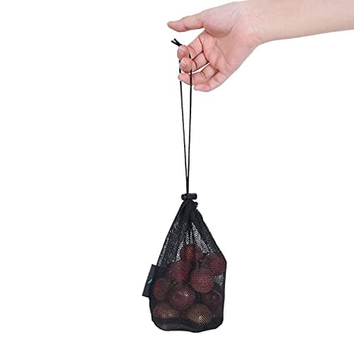 iBasingo Mesh Drawstring Storage Sacks with Cord Lock, Black 5 Pack BVP01 — view 4