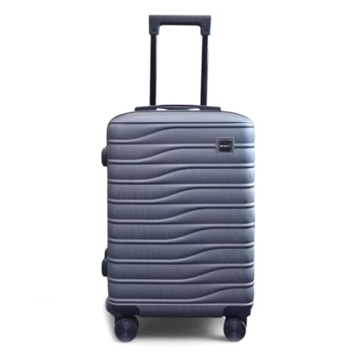 Infinity Leather Hard Shell Grey Cabin 56 x 36 x 23 cm Secure Luggage Suitcase Suitable for Easyjet, Ryanair