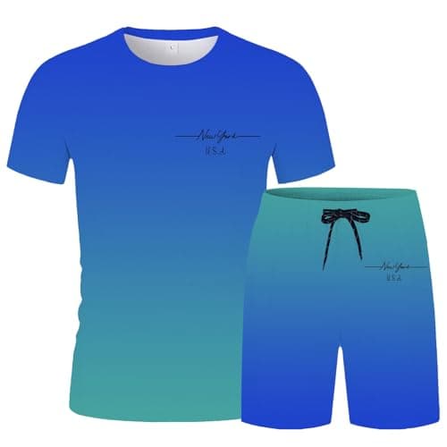 Générique Men's 2 Piece Set Safari Outfit Multi-Pocket Shirt and Shorts Resistant Breathable Cotton Fashion Practical for Travel Nature Photography A30, Blue, XXL — view 2