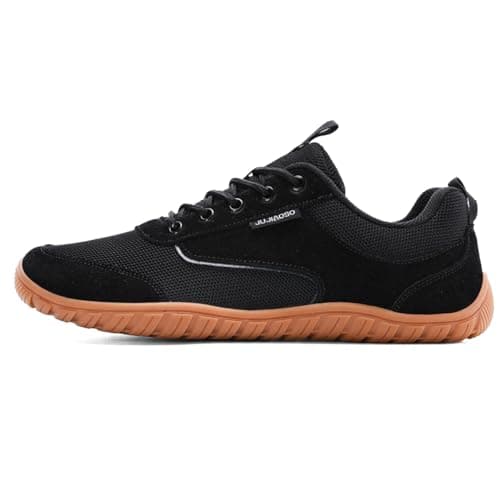 JUJIAOSO Unisex Wide Barefoot Shoes for Men Women Outdoor Trail Running Minimalist Walking Shoes Lightweight and Breathable(Black/Brown,UK 8.5) — view 4