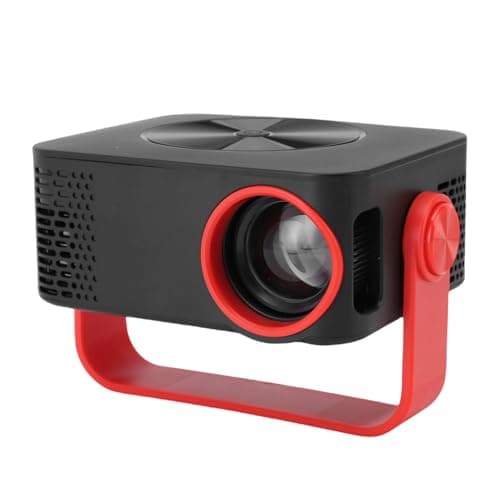 Generic WiFi Outdoor LED Movie Projector 360 Degree Rotating Full HD 1080P for Camping Parties, 10.5x9x8cm Black Red (UK Plug)