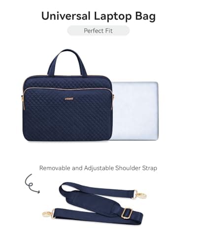 Lausiax Laptop Case Bag Women Men Computer Sleeve Compatible with MacBook/Dell/HP/Acer/ASUS, Waterproof Shoulder Carrying Briefcase, Blue, 15.6-16 Inch — view 5