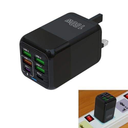 BAAQII Multi Port 150W Flash Quick Charger 4USB+2PD 6 Port PD Cable Fast Charging 5V 3A USB Type C Power Adapter for Iphone Android Samsung Xiaomi Huawei