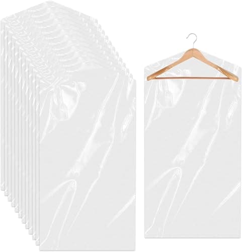 20 Pack Plastic Clothes Covers, 60*100cm/60*140cm Dry Cleaning Bags, Clear Clothes Bags Hanging, Garment Bags, Dust-proof Garment Protector Covers for Clothes Shirt Suit Jacket Sweater (60 × 140cm)