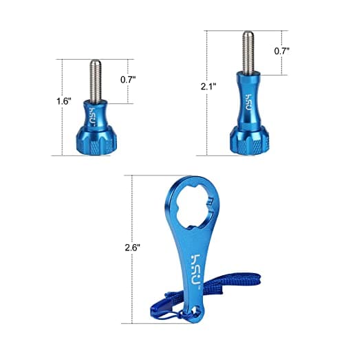 HSU 3PCS Aluminum Alloy Thumbscrew Set for Action Camera Accessories (Blue) — view 4