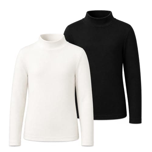 Baogaier Kids Thermal Tops, 2 Packs, Fleece Undershirt Base Layer Mock Neck