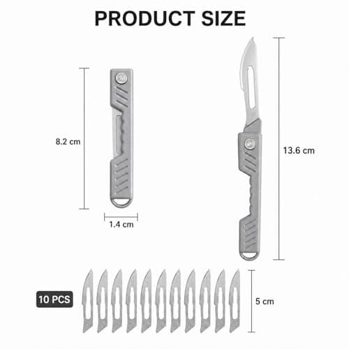 VBK Mini Folding Scalpel, Multitool EDC Pocket Tool with 10 Replaceable, Box Opener Craft Tool for Daily Use DIY, Everyday Carry Pocket Knife for Outdoor Camping Hiking Unpacking — view 2