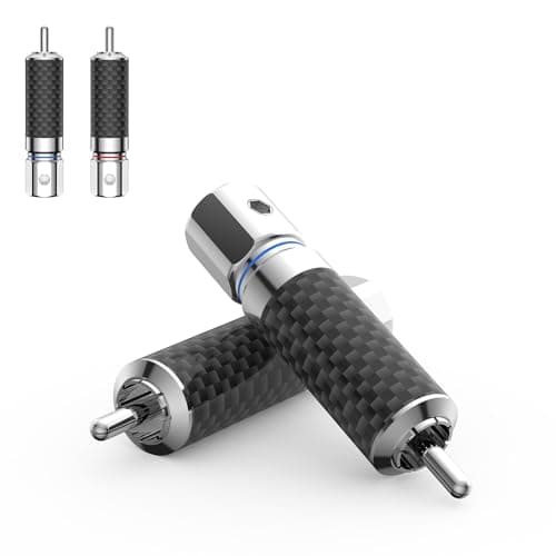 Tertullus 4 Pcs Hifi Rca Plug Carbon Fiber rhodium plated Rca Jack Cable Connector Adapter Audiophile Locking RCA Connector solderless
