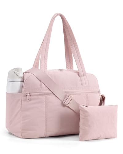 LIGHT FLIGHT Women's Gym Bag 24L Travel Bag with Small Makeup Pouch Lightweight Sports Bag Underseat Cabin Bag Carry on for EasyJet Ryanair Waterproof Weekend Overnight Handbag Pink