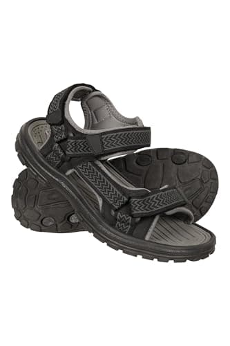 Mountain Warehouse Crete Mens Sandals - Durable Summer Shoes, Sturdy Grip, Cushioned Footbed, Neoprene Lined, Hook & Loop Straps Beach Shoes - for Spring Travel, Walking, Grey, 11 UK