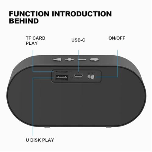 ZZOSRDR Bluetooth Speaker, Portable Wireless Speakers Bluetooth 5.3 Speaker with 3D Stereo HiFi Bass, 1200mAh Battery, 15 Hour Playtime, Support Bluetooth/U-Disk/TF Card — view 3