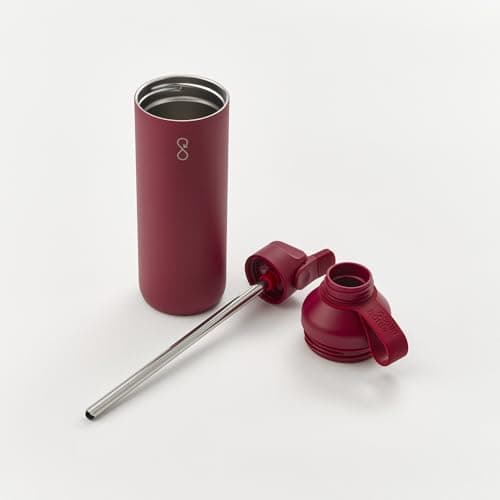 Ocean Bottle P GO 24 oz Water Bottle | Slim Stainless Steel Design with Straw | Leak Proof, Dishwasher Safe and BPA Free | Eco Friendly Bottle (Maroon Dusk) — view 4