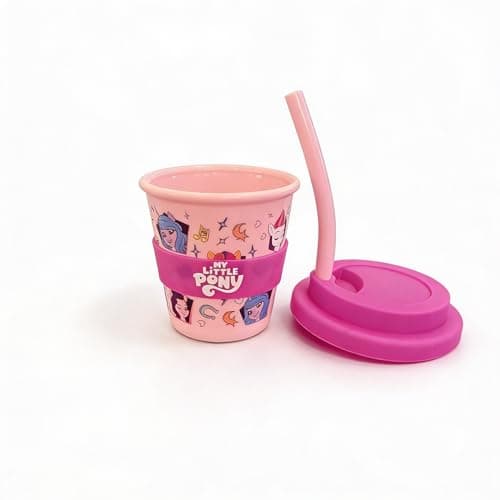HOX My Little Pony Babyccino Travel Cup for Kids – 100ml Reusable Cold Drink Cup with Soft Silicone Lid & Straw, BPA-Free, Spill-Resistant, Lightweight & Portable, Pink — view 6