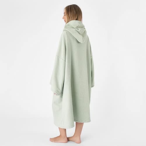 Brentfords Towel Poncho Adult Hooded Large Bath Swim Surf Beach Absorbent Microfiber Dry Changing Robe for Men Boys Quick Dry, Sage Green — view 4