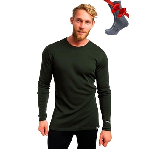 Merino.tech Merino Wool Base Layer Men - 100% Merino Wool Long Sleeve Thermal Shirts Midweight (X-Large, 250 Army Green)