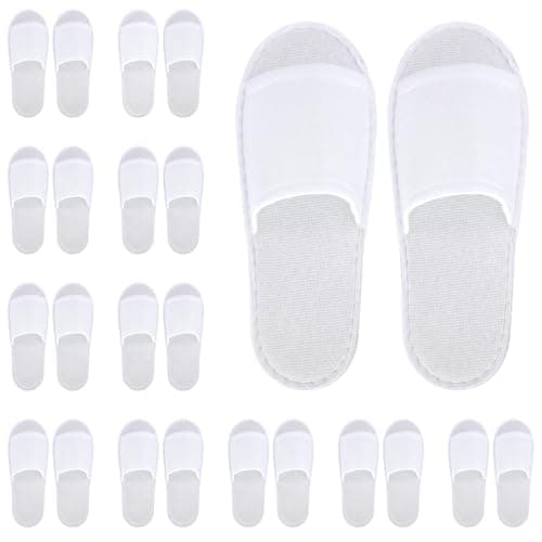 kuou Disposable Spa Slippers 12 Pairs Hotel Guest Slippers White Open Toes