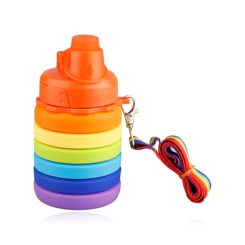 Hopzab Collapsible Water Bottle, 500ml Silicone Reusable Drink Container with Lanyard, Leak-Proof Travel Hydration for Outdoor Adventures and Everyday Use