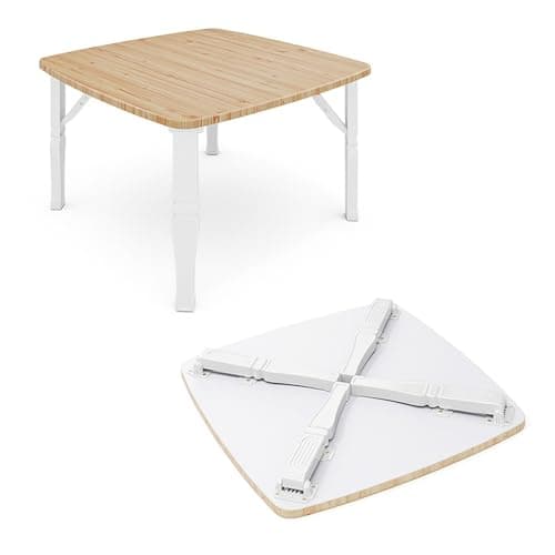 Warmiehomy Folding Dining Table Foldable Table Diner Tea Coffee MDF Childrens Kids Table Playroom,Natural,60 x 60 x35cm