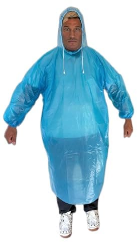 Start and Drive Ltd, Poncho Rain Coat Long Sleeve Waterproof Plastic Adult Size Disposable Ponchos with Hoods Emergency Raincoats (UK, Alpha, One Size, Regular, Regular, Mix (1 Blue + 1 Red)) — view 4