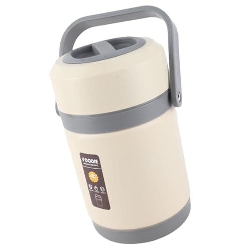 Brrnoo Thermal Cooker Pot Stainless Steel Portable Constant Temperature Heat Preservation Lifting Pot for Travel Camping (Beige) — view 4