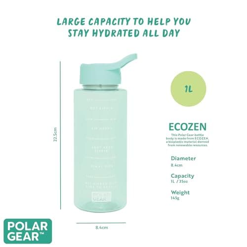 Polar Gear 1L Tracker Bottle with Easy Flip Up Straw & Hydration Tracker Markings - Mint — view 3