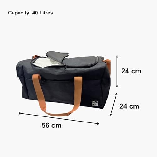 OLPRO 40L Holdall Bag – Waterproof Travel & Gym Duffel with Padded Strap, Hard Base & Multiple Pockets – Weekend, Sports & Day Trip Bag for Sports, Gym, Yoga, Swim Black — view 5