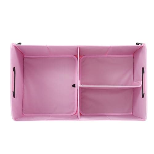 austoces Car Boot Organizer,Collapsible Durable Multi Compartments Car Storage Organiser With Adjustable Straps (Pink) — view 3