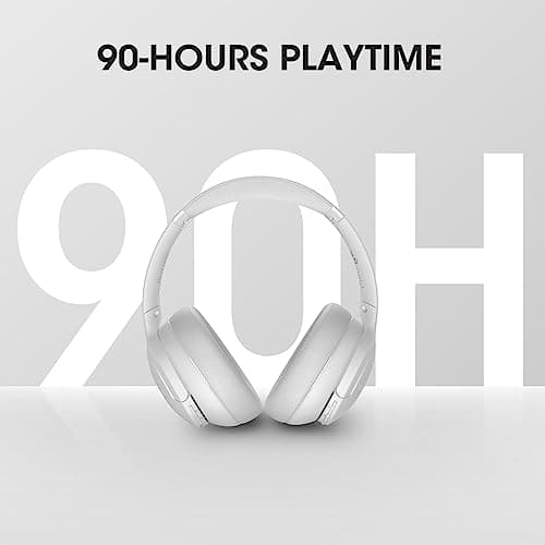 DOQAUS Bluetooth Headphones Over Ear, 90H Playtime Bluetooth 5.3 Wireless Headphones, 3 EQ Mode, HiFi Stereo Bass Headphones Wireless with Mic, Soft Earmuff,Foldable Headphone for Phone/PC(Light Gray) — view 2