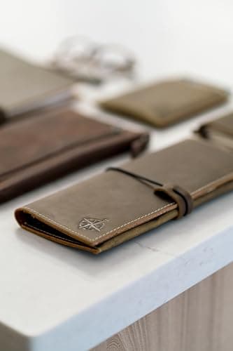 WANDERINGS Genuine Leather Passport Wallet - 11x23 cm - Large Leather Passport Holder for Travel - Folding Travel Wallet Case with RFID Blocking, Travelers Organizer for Men and Women — view 6