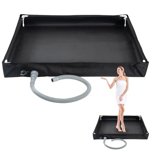 Bohrma Portable Shower Tray, 2-in-1 Foldable Camping Shower Base, Portable Shower Tray, Mobile with Drain Pipe, Foldable Shower Base, Portable, 80 x 80 x 10 cm, Durable Oxford Waterproof Tent Awning