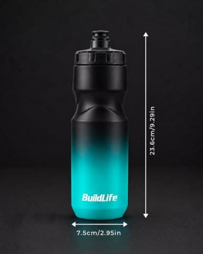 BuildLife 2 Pack Sports Water Bottle, 710ML Squeeze Water Bottle, Biking Water Bottles, BPA Free & Leakproof Cycling Bottles for Hiking, Outdoor Sports Dishwasher Safe (BlackBlue+BlackWhite) — view 6