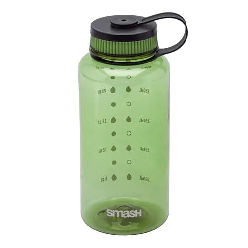 Smash 1 Litre Screw Cap Wide Mouth Water Bottle with Water Markings,Green