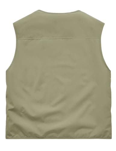 Sukany Men's Safari Utility Fishing Vest Work Travel Cargo Gilet Tool Military Tactical Shooting Waistcoat Outdoor Clothing Multi Pocket Jacket Fisherman Costume Khaki M — view 5