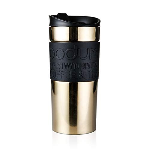 Bodum Vacuum Travel Mug, Flip Lid, Stainless Steel, Gold, 1 Count, 0.35 l (Pack of 1)